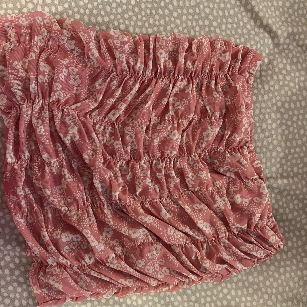 Pink skirt worn